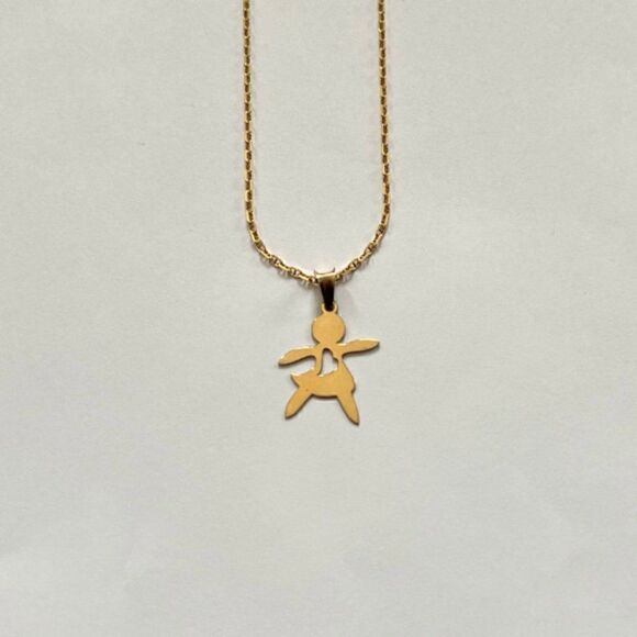 14k Solid Gold Little Girl Charm Pendant - Minimalist Jewelry Gift for Sister | - Picture 6 of 10